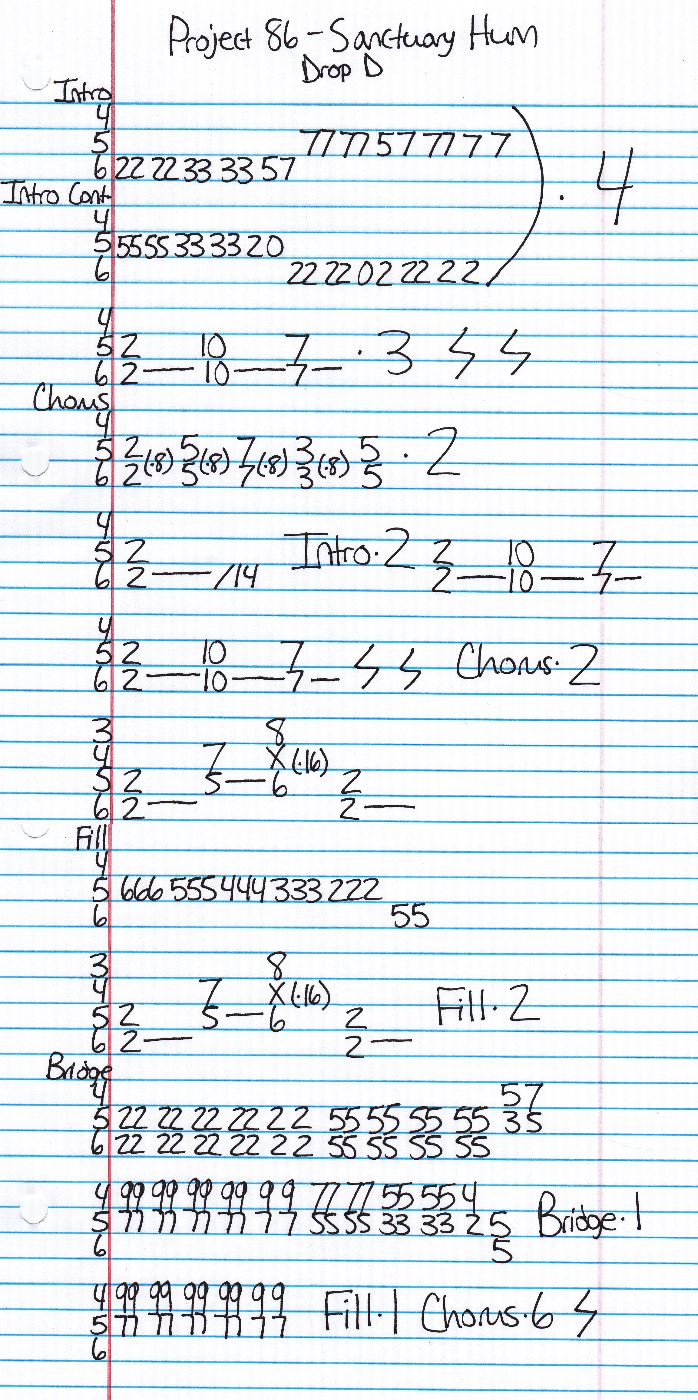 High quality guitar tab for Sanctuary Hum by Project 86 off of the album Rival Factions. ***Complete and accurate guitar tab!***
